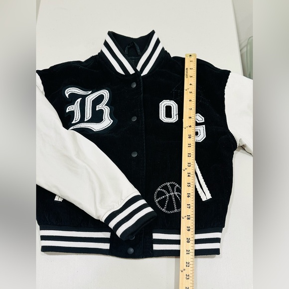 Urban Outfitters BDG Black Embroidered Corduroy Torrence Varsity‎ Jacket Sz SP - Picture 10 of 11